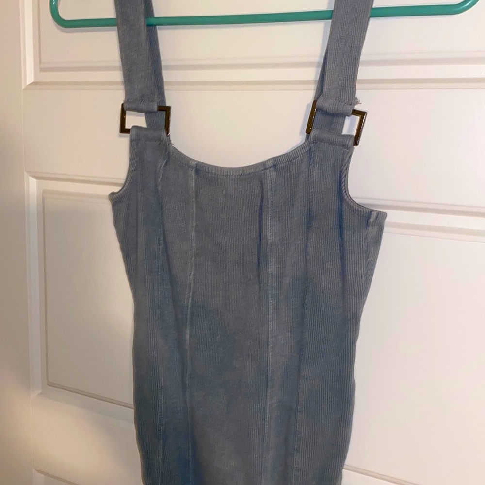 Grey topshop bodysuit with silver buckle accents size 4-6
